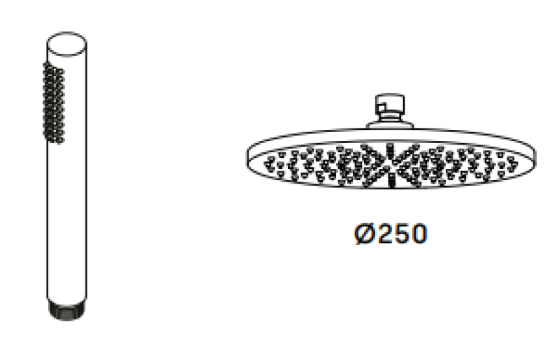 Waterevolution Flow combinazione doccia termostatica con soffione a pioggia cromato 250mm T141TN2501