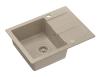 Quadri Sutton Beige Zand Granieten Opbouw Spoelbak 60x45cm met Afdruipvlak, Omkeerbaar met Beige Plug - 1208967751