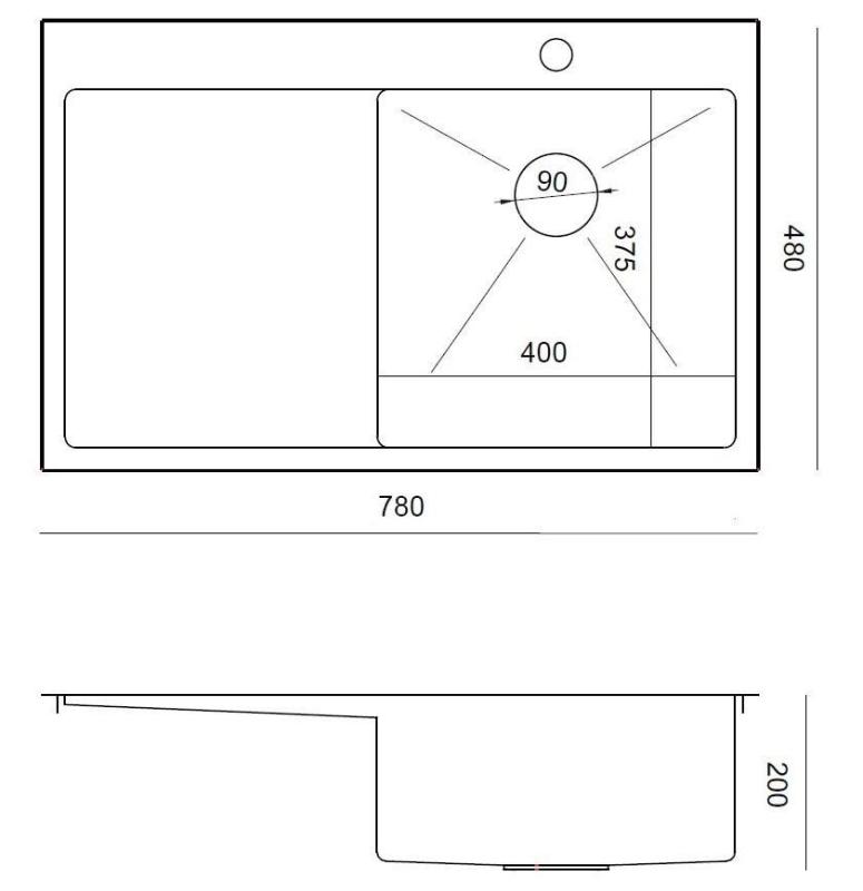 Aquadesign Clara Lavello in Acciaio Inox con Vasca Laterale Destra 78x48cm Installazione a Sopra o a Filo con Scolapiatti, Pannello per Rubinetto e Tappo in Acciaio Inox - 1208967754