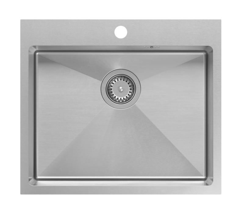 Aquadesign Clara Lavello Inox 55x48cm Installazione a Sbalzo o Filotop con Foro per Rubinetto e Tappo Inox - 1208967756