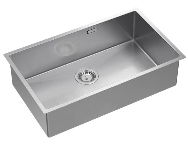 Aquadesign Zara Lavello in Acciaio Inox 74x44cm da Sottopiano, a Filo e da Incasso con Tappo in Acciaio Inox - 1208967758