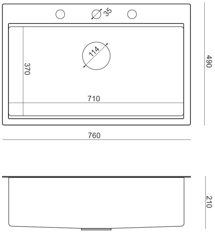 Aquadesign Vesta Lavello in Acciaio Inox 76x49cm Installazione da Appoggio e a Filo con Foro per Rubinetto, inclusi Tappo in Acciaio Inox e Accessori - 1208967762