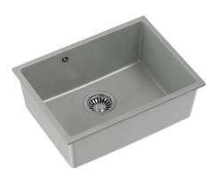 Quadri Elston Grigio Lavello da Incasso in Granito 495x360mm con Tappo in Acciaio Inox 1208967773