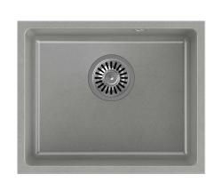 Quadri Elston Grigio Lavello Sottopiano in Granito 420x335mm con Tappo in Acciaio Inox 1208967775