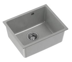 Quadri Elston Grigio Lavello Sottopiano in Granito 420x335mm con Tappo in Acciaio Inox 1208967775