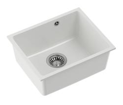 Quadri Elston Lavello da Incasso in Granito Bianco 420x335mm con Tappo in Acciaio Inox 1208967776