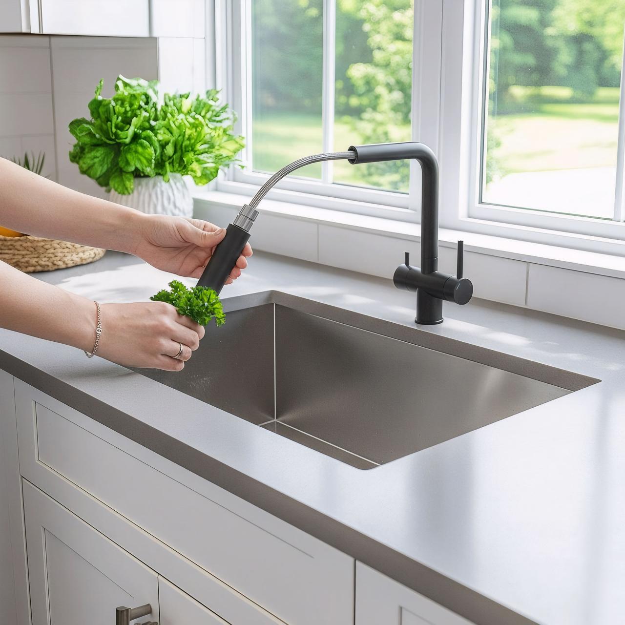 Quadri Ellesmere Miscelatore da Cucina Nero a 3 Vie con un Collegamento Extra per Acqua Filtrata 1208967780 - Productafbeelding 2