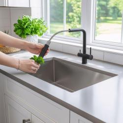 Quadri Ellesmere Miscelatore da Cucina Nero a 3 Vie con un Collegamento Extra per Acqua Filtrata 1208967780