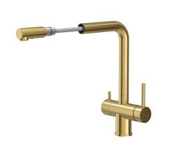 Quadri Ellesmere Rubinetto da cucina PVD Oro a 3 vie con collegamento extra per acqua filtrata 1208967781