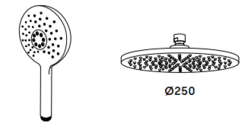 Waterevolution Flow combinazione doccia termostatica con soffione a pioggia in acciaio inox 250mm tondo T141TNR25IE