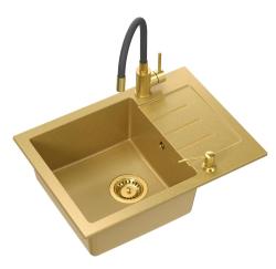 Quadri Kendal Set met Keukenkraan met Flexibele Uitloop, Vloeistofdispenser en Granieten Goud kleurige Spoelbak 60x44 cm met Afdruipgedeelte - 1208967839

Set Quadri Kendal con Rubinetto da C