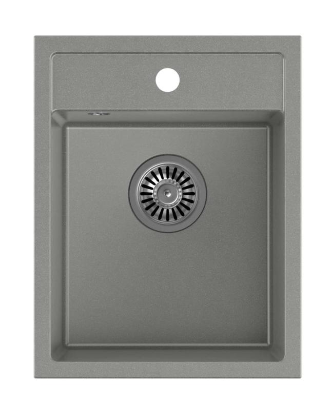 Quadri Londra Lavello in Granito Grigio 39x50 cm con Foro per Rubinetto per Installazione a Sbalzo - 1208967844