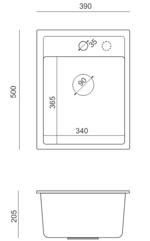 Quadri Londra Lavello in Granito Beige Sabbia 39x50 cm con Foro per Rubinetto da Appoggio - 1208967845