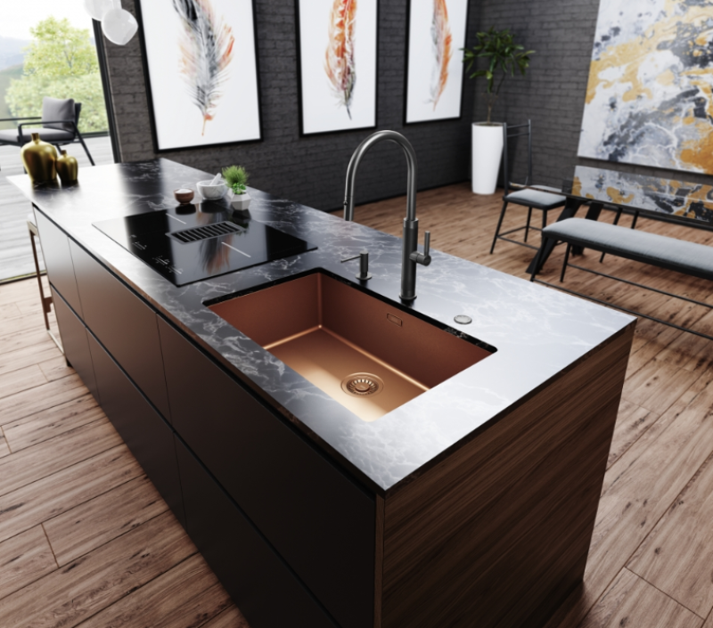 Franke Mythos Masterpiece Rubinetto da Cucina Antracite con Bocca a J e Doccetta Estraibile - 115.0711.555