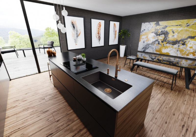 Franke Mythos Masterpiece Rubinetto da Cucina Rame con Bocca a J e Doccetta Estraibile - 115.0711.557