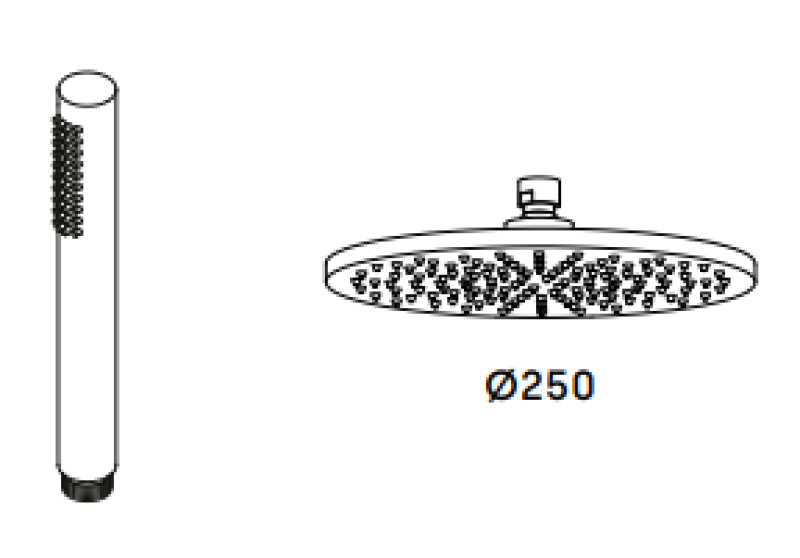 Waterevolution Flow miscelatore doccia a tre vie con doccetta manuale e soffione bianco 250mm T131N25BR