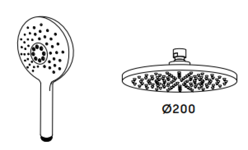 Waterevolution Flow miscelatore doccia a tre vie con soffione principale e doccetta rotonda in ottone T131NRLE