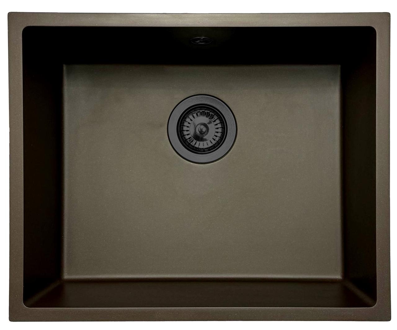GraniteMy Lavello Universale in Granito per Cucina 50x40 cm montaggio a incasso, sottopiano e a filo con tappo in Gun Metal - 1208967928 - Productafbeelding