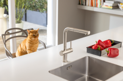 Franke Active Twist Miscelatore Monocomando Aspetto Acciaio Inox con Doccetta Estraibile e Comando Integrato per lo Scarico 115.0653.505