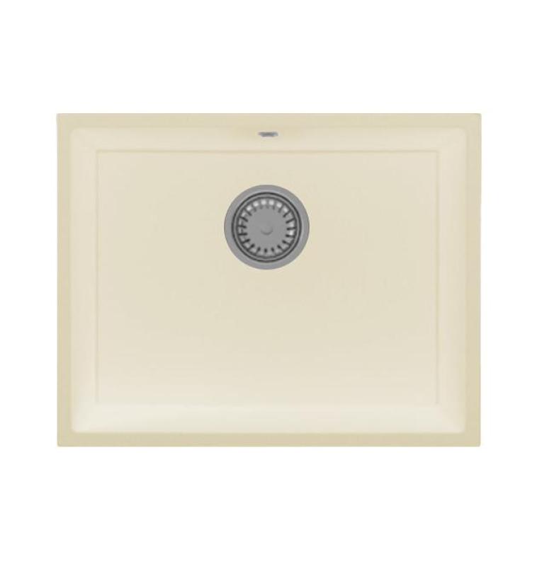 GraniteMy Universal lavello in granito beige sabbia 55x40 cm da appoggio, sottopiano e da incasso con tappo in acciaio inox 1208968012