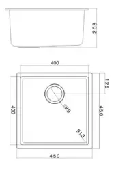 Lavello nero 40x40cm sottotop, da appoggio e filotop con tappo in metallo gun 1208968035