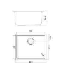 Lavello nero 50x40cm sottopiano, soprapiano e filotop con tappo dorato 1208968037