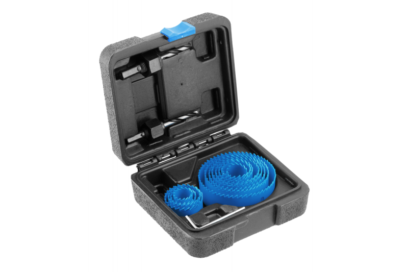 Set di seghe a tazza in acciaio al carbonio Hoegert, 14 pezzi.