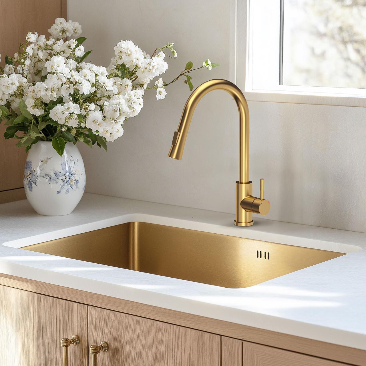 Aquadesign Zara Lavello Oro 54x44cm Sottotop, Filo Top e Sopra Top con Tappo Dorato - 1208969512 - Productafbeelding 4