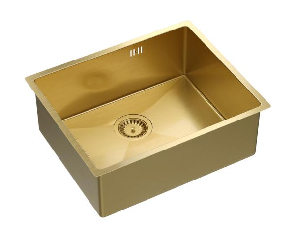 Aquadesign Zara Lavello Oro 54x44cm Sottotop, Filo Top e Sopra Top con Tappo Dorato - 1208969512