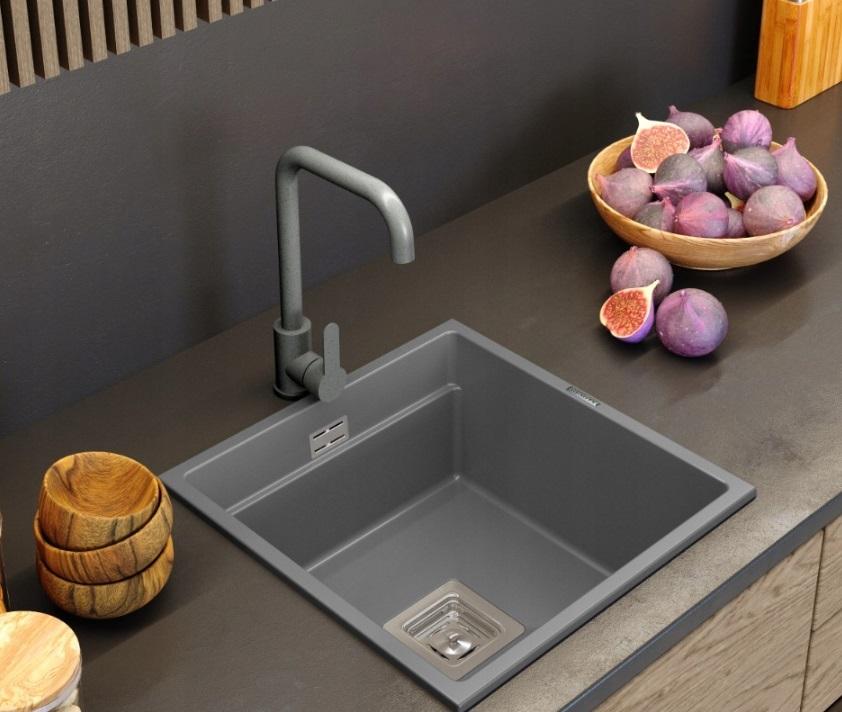 Rubinetto da cucina stellare Graniteland grigio con bocca girevole 1208969530