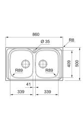 Franke Spark SKX 620-86 Doppio Lavello in Acciaio Inox con Foro per Rubinetto 86x50cm 101.0714.440