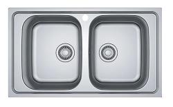 Franke Spark SKX 620-86 Doppio Lavello in Acciaio Inox con Foro per Rubinetto 86x50cm 101.0714.440