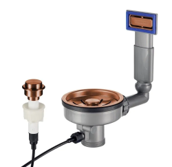 Lorreine Set di Tappo per Lavello in Rame con Troppopieno e Pulsante per Scarico Automatico 1208969591