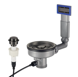 Set di tappo per lavello Lorreine Gun Metal con troppopieno e pulsante per svuotamento automatico 1208969593