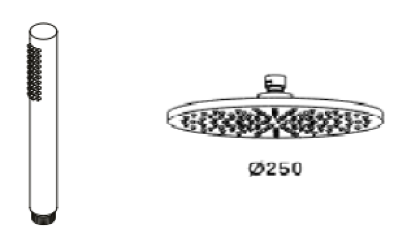 Waterevolution Flow miscelatore termostatico per doccia a tre vie con doccetta e soffione nero 250mm T131TN25PR
