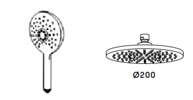 Waterevolution Flow miscelatore termostatico per doccia a tre vie con soffione e doccetta tonda in ottone T131TNRLE