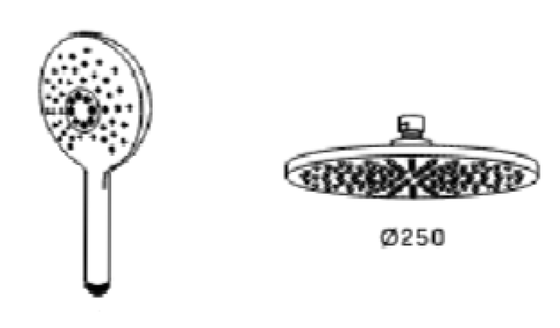 Waterevolution Flow rubinetto miscelatore termostatico a tre vie con soffione doccia principale da 250mm e doccetta rotonda Bianca T131TNR25BR