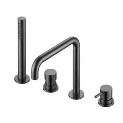 Waterevolution Flow 4-fori Miscelatore da Bagno per Montaggio su Bordo Vasca completamente PVD Gun Metal H T138HGME