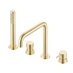 Waterevolution Flow Rubinetto da bagno a 4 fori per montaggio su bordo vasca completamente in PVD oro chiaro H T138HWGE