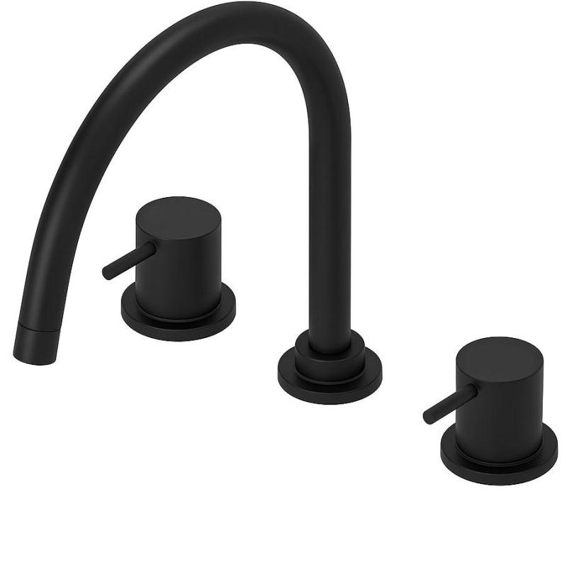 Waterevolution Flow miscelatore da cucina a 3 fori con bocca girevole e attacco per acqua filtrata nero T152UPR