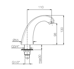 PB Pedal Line rubinetto cromato per il piano di lavoro o piano del lavabo 1208969732