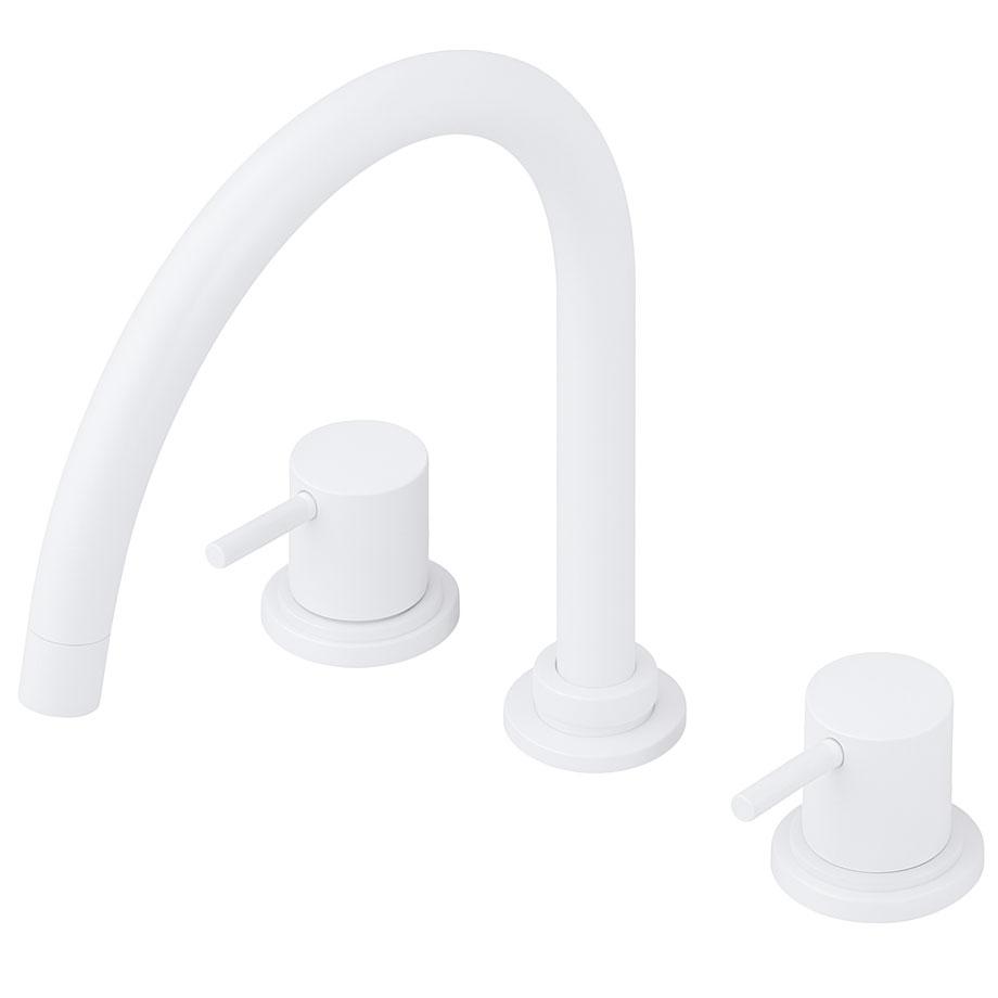 Waterevolution Flow miscelatore da cucina a 3 fori con bocca girevole e attacco per acqua filtrata bianco T152UBR - Productafbeelding