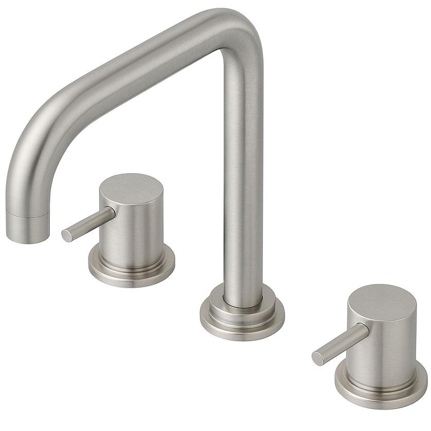 Waterevolution Flow rubinetto da cucina a 3 fori con beccuccio girevole e attacco per acqua filtrata in acciaio inox T152HIE - Productafbeelding