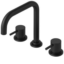 Rubinetto da cucina a tre fori con beccuccio girevole e collegamento per acqua filtrata, nero, modello Waterevolution Flow T152HPR