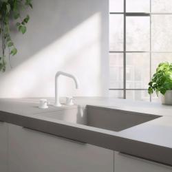 Waterevolution Flow rubinetto da cucina a 3 fori con beccuccio girevole e attacco per acqua filtrata, bianco T152HBR