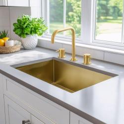 Waterevolution Flow rubinetto da cucina a 3 fori con bocca girevole e attacco per acqua filtrata in ottone T152HLE
