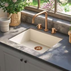 Waterevolution Flow rubinetto da cucina a 3 fori angolato con bocca girevole e attacco per acqua filtrata in rame T152HCPE