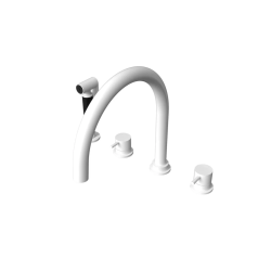 Revolutione dell'acqua Flow miscelatore cucina a 4 fori con doccetta estraibile bianca T153UBR