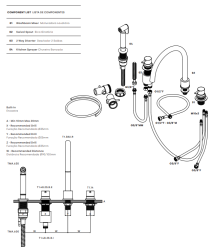 Waterevolution Flow rubinetto da cucina a 4 fori con doccetta estraibile light gold T153UWGE