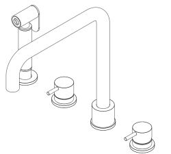 Waterevolution Flow 4-fori miscelatore da cucina angolare con doccetta estraibile cromato T153H01